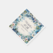 Navy Dusty Blue White Floral 40e verjaardag Servet (Hoek)