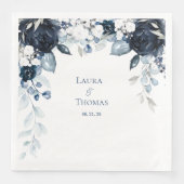 Navy Dusty Blue & White Garden Elegant Wedding Servet (Voorkant)