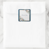 Navy Dusty Pink Rose Blue Floral Gold Frame Vierkante Sticker (Tas)