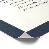Navy & Ecru Klassieke Script Trouwstoelindeling Poster (Hoek)