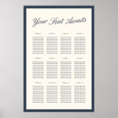 Navy & Ecru Klassieke Script Trouwstoelindeling Poster (Voorkant)