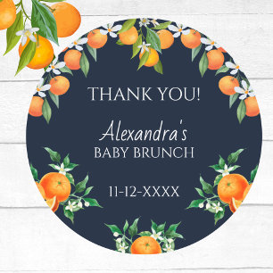 Navy een beetje schattige citrus Baby brunch dank  Ronde Sticker