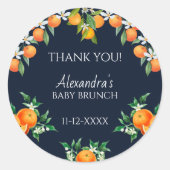 Navy een beetje schattige citrus Baby brunch dank  Ronde Sticker (Voorkant)