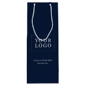 Navy Eenvoudige Minimal Business Logo Wijn Papier  Wijn Cadeautas (Achterkant)