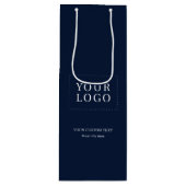 Navy Eenvoudige Minimal Business Logo Wijn Papier  Wijn Cadeautas (Voorkant)