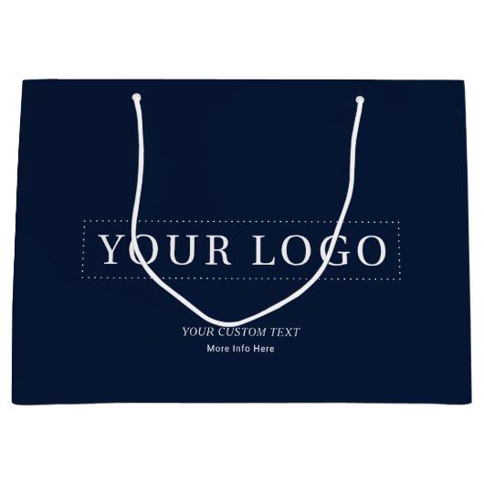 Navy Eenvoudige minimale zakelijke Logo boodschapp Groot Cadeauzakje (Voorkant)