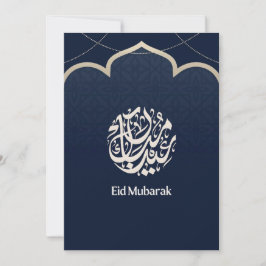 Navy Eid Mubarak Arabic Calligraphy Art Feestdagenkaart