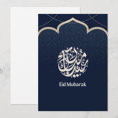 Navy Eid Mubarak Arabic Calligraphy Art Feestdagenkaart (Voorkant / Achterkant)