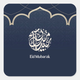 Navy Eid Mubarak Arabic Calligraphy Art Vierkante Sticker