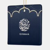 Navy Eid Mubarak Arabische kalligrafiekunst Keramisch Ornament (Links)