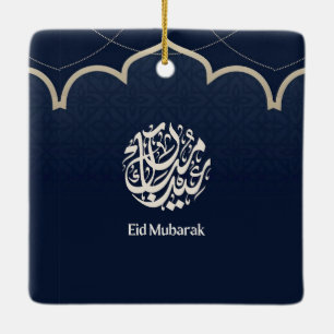 Navy Eid Mubarak Arabische kalligrafiekunst Keramisch Ornament