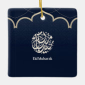 Navy Eid Mubarak Arabische kalligrafiekunst Keramisch Ornament (Voorkant)