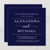Navy Elegance | Minimale post Wedding Brunch Kaart (Voorkant / Achterkant)