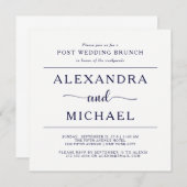 Navy Elegance | Minimale post Wedding Brunch Kaart (Voorkant / Achterkant)