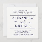 Navy Elegance | Minimale post Wedding Brunch Kaart (Voorkant)