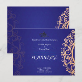 Navy Elegant Blue Muslim wedding Invitation  Briefkaart