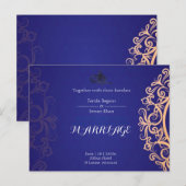 Navy Elegant Blue Muslim wedding Invitation  Briefkaart (Voorkant / Achterkant)