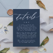 Navy Elegant Classic White Wedding RSVP Kaartje