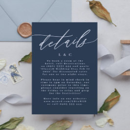 Navy Elegant Classic White Wedding RSVP Kaartje