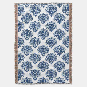 Navy Elegant Damask Deken