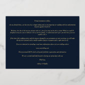 Navy Elegant Gold 2 Photos Sophisticated Wedding Folie Uitnodiging (Achterkant)