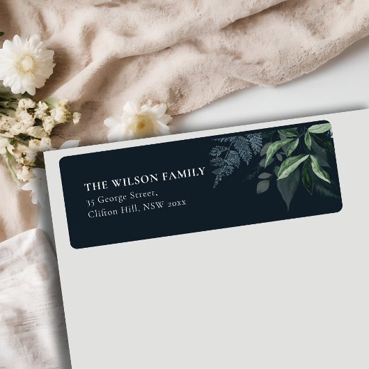 Navy Elegant Green Gold Greenery Lijst Adres Etiket