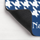Navy Elegant Houndstooth met aangepaste naam Muismat (Hoek)