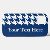 Navy Elegant Houndstooth met aangepaste tekst Case-Mate iPhone Case (Achterkant (horizontaal))
