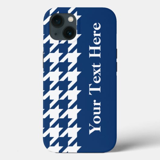 Navy Elegant Houndstooth met aangepaste tekst Case-Mate iPhone Case (Achterkant)