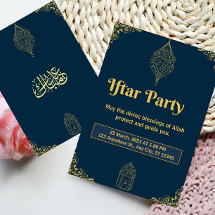 Navy Elegant Iftar Party Invitation Kaart