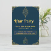 Navy Elegant Iftar Party Invitation Kaart (Staand voorkant)