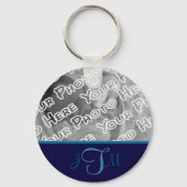 Navy Elegant Monogram Keychain (Voorkant)