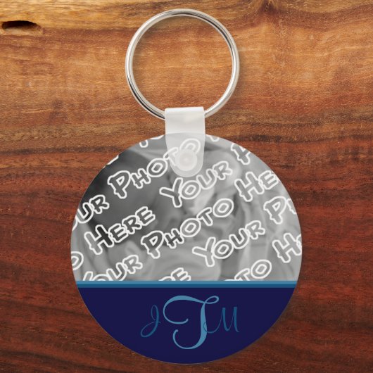 Navy Elegant Monogram Keychain (Voorkant)