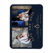 Navy Elegant Roze 2 Foto's Verfijnd huwelijk Magneet (Verticaal)