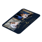 Navy Elegant Roze 2 Foto's Verfijnd huwelijk Magneet (Linkerzijde)