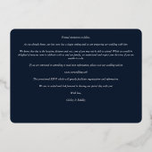 Navy Elegant Silver 2 Photos Sophisticated Wedding Folie Uitnodiging (Achterkant)