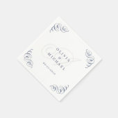 Navy elegant vintage bloeit kalligrafie bruiloft servet (Hoek)