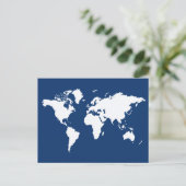 Navy Elegant World Briefkaart (Staand voorkant)