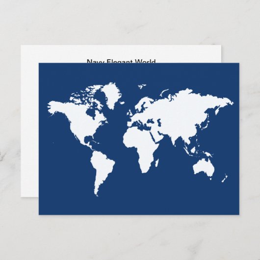 Navy Elegant World Briefkaart (Voorkant / Achterkant)