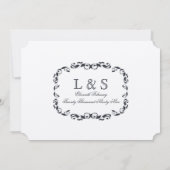 Navy Elegante Victoriaans bloei filigraan bruiloft Kaart (Achterkant)
