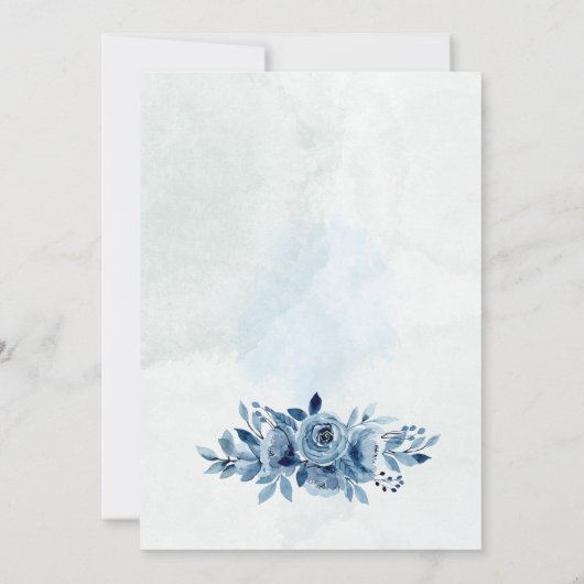 Navy elegante waterverf bloem bruiloft uitnodiging (Achterkant)