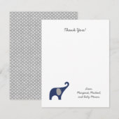Navy Elephant Baby shower Dank u wel notities / jo (Voorkant / Achterkant)