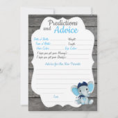 Navy Elephant Baby shower Predication Advice card Kaart (Voorkant)