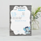 Navy Elephant Baby shower Predication Advice card Kaart (Staand voorkant)