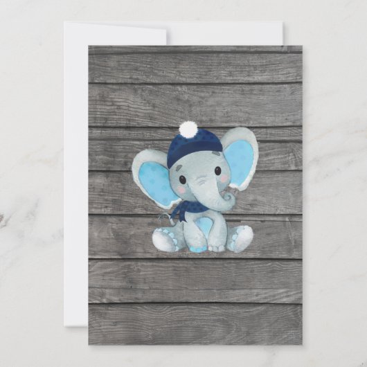 Navy Elephant Baby shower Predication Advice card Kaart (Achterkant)