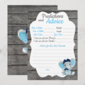 Navy Elephant Baby shower Predication Advice card Kaart (Voorkant / Achterkant)