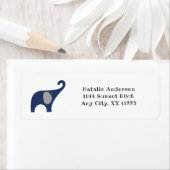 Navy Elephant Baby shower Retouradres label (Insitu)