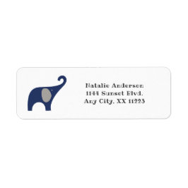 Navy Elephant Baby shower Retouradres label