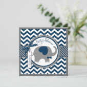 Navy Elephant en Chevron Print Baby shower Kaart (Staand voorkant)