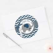 Navy Elephant en Chevron Print Dank u Ronde Sticker (Envelop)